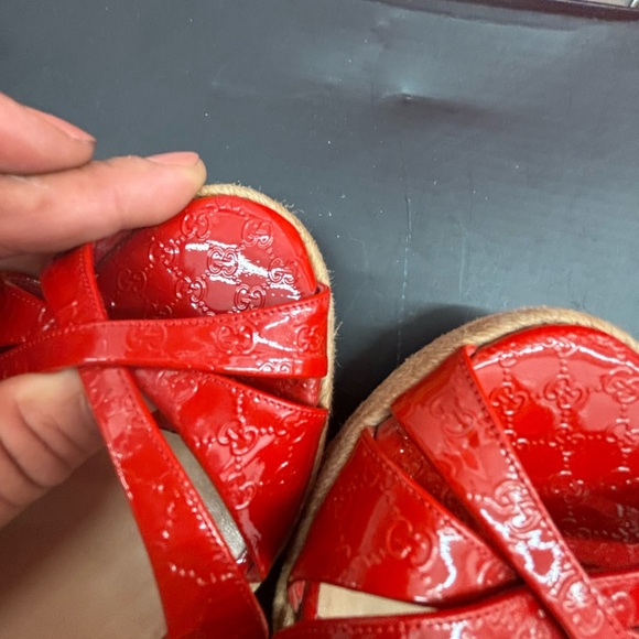 Gucci Red Women's Strappy Wedges - Picture 8 of 12